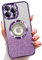 Misscase for iPhone 15 Pro Magnetic Case,Cute Glitter Full Protection Slim Shockproof Anti-Scratch Bling Sparkly Case with Camera Lens Protector, Logo View Dust-Proof Net for Women Purple