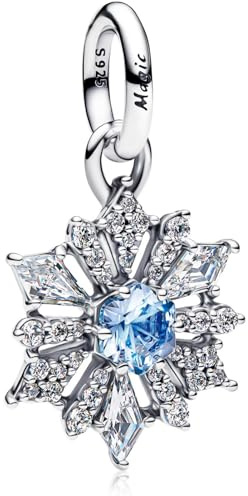 MSPOVOF Tiere Christmas Herz Schneeflocken Charms 5A Cubic Zirconia 925 Sterling Silber Armbänder Anhänger Weihnachten Geburtstage Geschenk für Damen