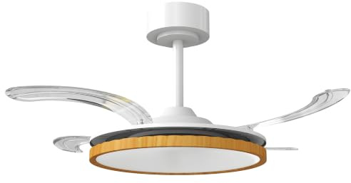 HOMCOM Ventilador de Techo con Luz LED 80 W Ø95 cm Natural | Motor DC Reversible, Lámpara Ventilador Techo Silenciosa, Mando a Distancia, 6 Velocidades, 3 Colores, Temporizador