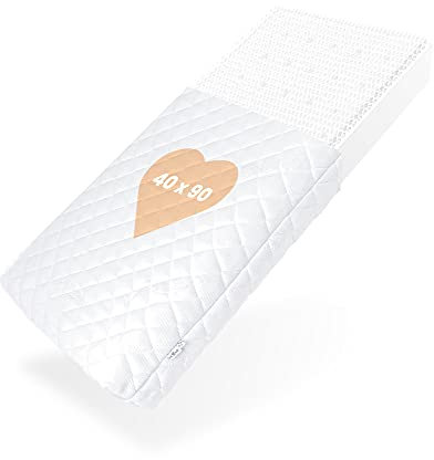 BestCare Babybettmatratze Aero 40x90 x 6cm für Stubenwagen Kinderbett Babymatratze Kinderwagen Wiege Babybett waschbarer Aloe Vera Bezug Optimale Luftzirkulation Standard 100 by Oeko-TEX
