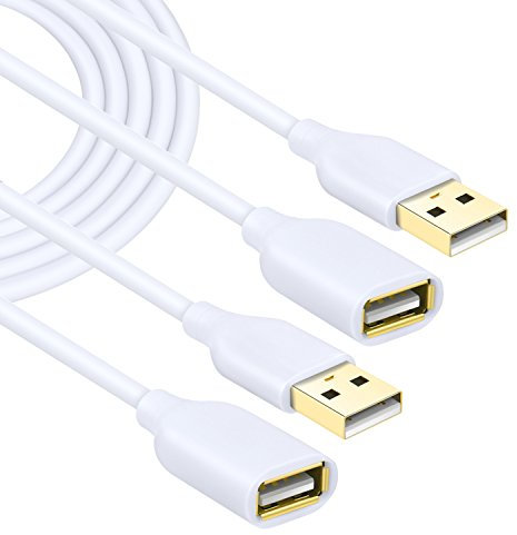 Costyle White USB Extension Cable, 2-Pack USB 2.0 10ft/3m Type A Male to A Female Extension Cord White USB Extender Cable with Gold-Plated Connectors