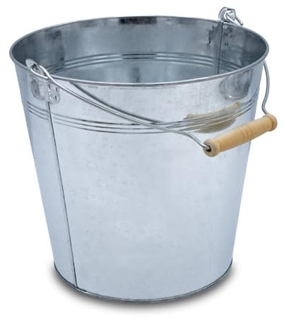 Deko Zinkeimer mit Holzgriff - Silber / 10 L - Metall Eimer zum Bepflanzen oder Transportieren - Gartendeko Blecheimer Ascheeimer Pflanzeimer Eiskübel Sektkühler
