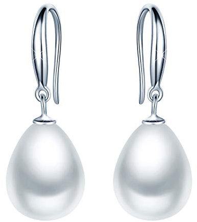 Yumilok Damen Mädchen Frauen 925 Sterling Silber Fashion Wassertropfen Perlen Ohrhänger Ohrringe Hypoallergen Ohrschmuck