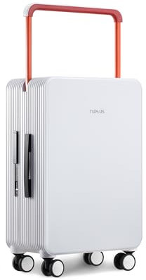 TUPLUS Koffer Trolley ABS Reisekoffer mit 4 Rollen Handgepäck Hartschale Rollkoffer Mittelgroß, Balance Serie(66,5cm-62L,Weiß)