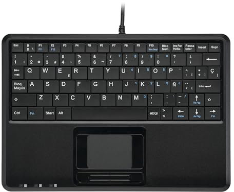 Perixx PERIBOARD-510H Plus - Teclado USB con Cable y touchad Multi Gestos Integrado y 2 entradas USB – Teclas silenciosas de Tijera X - Distribución QWERTY español - Negro