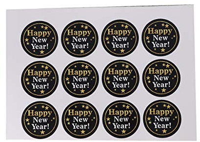 Amosfun 120 Stücke Silvester Geschenkaufkleber Papier Stern Aufkleber Runde Sticker Selbstklebende Etiketten Einmachetiketten für Papiertüten Geschenkverpackung Umschlag(HAPPY NEW YEAR)