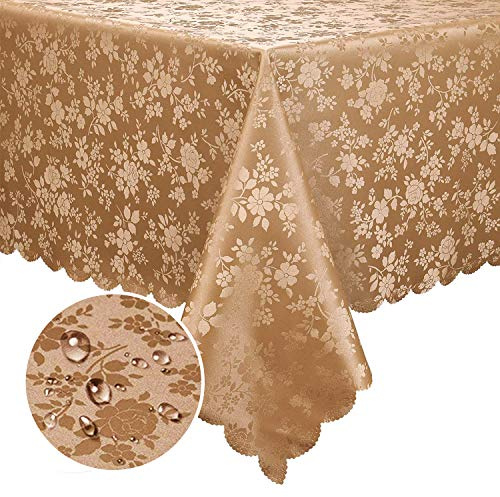 Smiry Rectangle Table Cloth, Waterproof Heavy Duty Vinyl Tablecloths, Wipeable Washable Table Cover for Kitchen and Dining Room (Brown, 60 X 102)