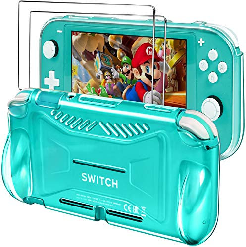 ivoler Tasche und HD-Glas Schutzfolie Panzerglas für Nintendo Switch Lite, Harte Tragetasche Schutzhülle Hülle Schutztasche die Nintendo Switch Lite Konsole, und Andere Zubehör