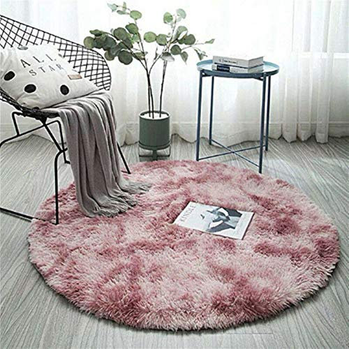 Icegrey Shaggy Teppich Hochflor Langflor Plüschteppich Runder Tie-Dye Dekor rutschfeste Waschbar Bodenmatte für Wohnzimmer flauschig Shaggy Schlafzimmer Bettvorleger Outdoor Carpet, 200cm, Rosa Lila