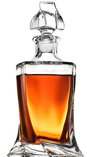 SOLAVIA Carafe à décanter et bouchon en cristal transparent Bohême de luxe pour pendaison de crémaillère Cadeau d'anniversaire H 27,5 cm, 850 ml, Bourbon Whisky Cadeau pour homme