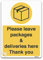 stika.co Delivery Notice Sign - Laminated self-adhesive Vinyl, A4-297 x 210mm - Please leave all deliveries here - for Postman, Couriers and Deliveries