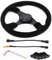 Volante corsa 14 pollici / 350 mm per Style 6 bulloni in pelle scamosciata nera cuciture nere con pulsante clacson