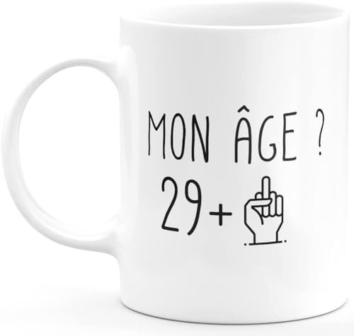 quotedazur - Mug 30 ans - Mon âge ? Doigt Honneur - Tasse Cadeau Anniversaire 30 ans - Blanc/Céramique