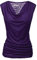 PINSPARK Bluse Damen Elegante Basic Oberteil Sexy Ärmellose V-Ausschnitt T-Shirt Falten Caulse Tank Tops Wasserfall Top Lila XL