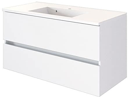 Waschbeckenunterschrank Brama, 100 cm, 2 Schubladen, Weiß