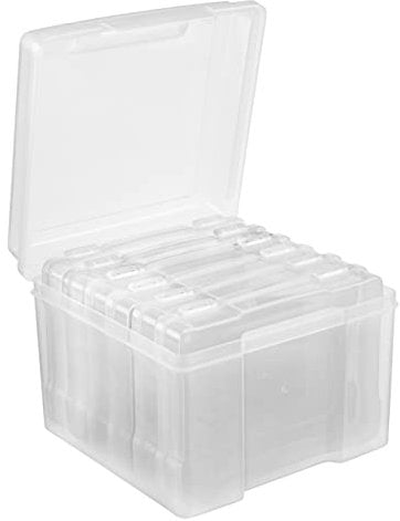 mysmartbuy.com Photo Storage Boxes 7x5 Photograph Organiser - 600 Photo Capacity. 6 Clip Lock Cases - Acid Free Protects Photos from UV Light, Dust, Spills, Insects