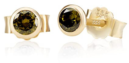 NKlaus Paar 4,0mm 333 Gelb Gold 8 Karat Ohrstecker Kristall Zirkonia Peridot Butterfly Verschluss Damen Mädchen 3373