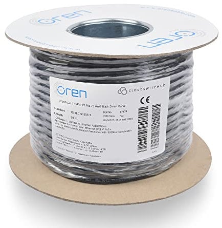 Oren CAT7 Outdoor Ethernet Cable 50m - Direct Burial - 23 AWG Pure Copper Wire - 900 MHz Bandwidth S/FTP Internet LAN Network Cable, Halogen Free, Non-Corrosive – 10GbE High Speed