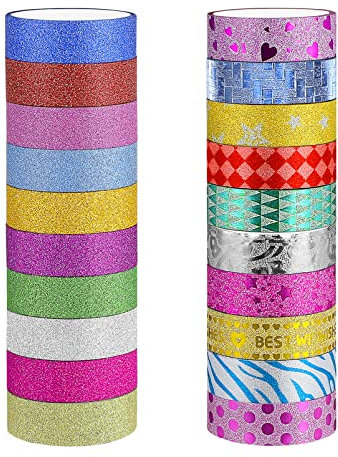 EXCEART 20rollen Washi-tape-set Masking-washi-tape Für Diy Deko-tape Washi-papier-aufkleber Mit Volltonfarben Und Mustern Zum Basteln Und Dekorieren Von Tagebuch Und Scrapbook
