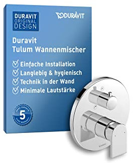 Duravit Tulum Wannenarmatur Unterputz für 2 Verbraucher mit Umstellventil, Einhebel-Wannenmischer mit Keramikmischsystem, Chrom