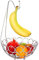 Royal Cuisine Fruit Basket with Banana Hanger/Hook Chrome Wire Modern/Elegant Vegetable Storage Bowl Fixed Holder Stand Home furnishings, Silver