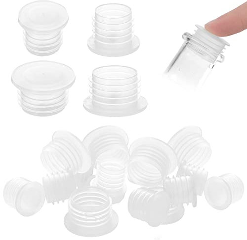 Prasacco 20 Pieces Salt and Pepper Shaker Stoppers, Plastic Stoppers for Salt Pepper Shakers Salt Shaker Plug Replacement Clear Replacement Stopper for Pots Bottles Pipes (0.63 Inch /0.5 Inch)