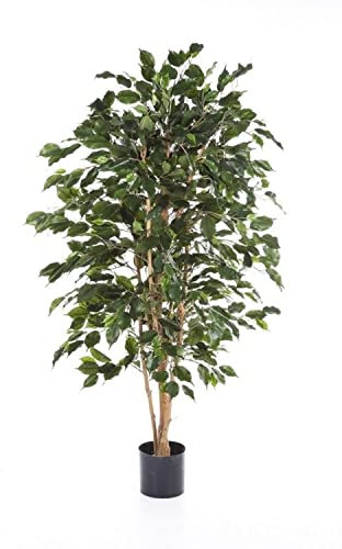 artplants.de False Ficus Benjamina THIAGO, natural stems, flame retardant, green, 120 cm - Artificial green plant