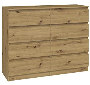 CDF Kommode Artisan mit 8 Schubladen 40 cm Tief Komodenschrank Komode für Wohnzimmer Schlafzimmer Schubladenschrank Malm Kommode viel Stauraum Geeignet Organizer Kleidung 120 cm Breite Modern Look