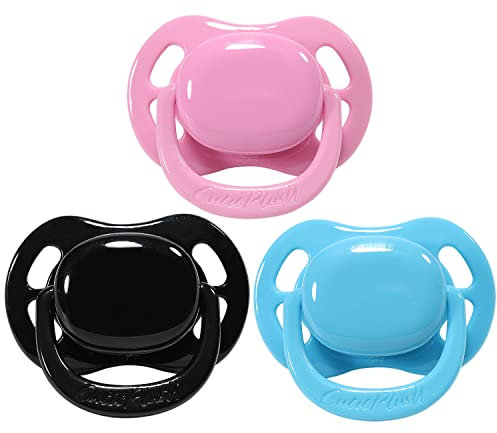 CutiePlusU Erwachsene Größe Schmetterling Schnuller-große Schild 3 Pack - Rosa, Blau, Schwarz