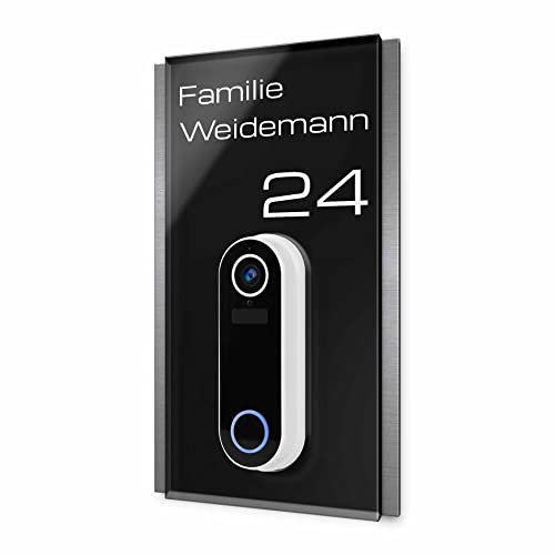 Edles Klingelschild für Winees 1080P HD Video Türklingel - personalisiertes Türschild Namensschild aus Edelstahl und Acrylglas | hochwertiges Funkklingel Zubehör
