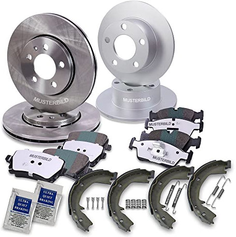 ATEC Germany Bremsenset inkl. Bremsscheiben Vorne Ø 312 mm Belüftet + Hinten Ø 300 mm Belüftet + Bremsbeläge Vorne & Hinten + Bremsbacken Hinten