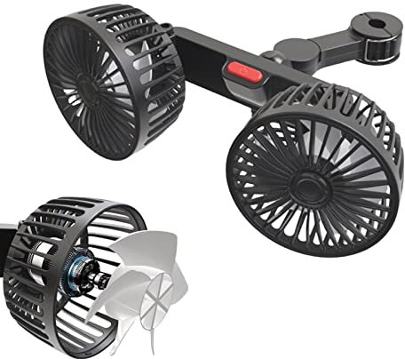 Yusheng Ventilador USB | Coche Doble Cabezal Giratorio 360 Grados | Enfriador Aire, operación Ultra silenciosa, Escritorio para Dormitorio, hogar, Oficina