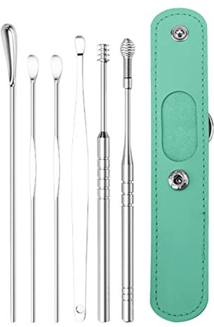 Lambo Ohrenreinigungsset - Edelstahl-Ohrenschmalz-Entfernungsset 6-teilig | Professionelles Werkzeug zur Ohrenreinigung, Geschenk für Familie, Freunde, Erwachsene und Kinder
