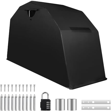 PROEZE Heavy Duty Motorcycle Shelter Storage Sheds Motorcycle Garage, 106.3x 41.3x 61.1 Motorcycle Cover Waterproof Outdoor Motorcycle Tent with Lock