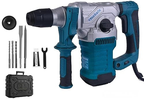 Martello Perforatore 2000W Martello Demolitore SDS Plus 4 Funzioni Martello Scalpellatore 6 Velocità Variabili 0-800 Giri/min include 3 Punte 2 Scalpelli e Valigetta