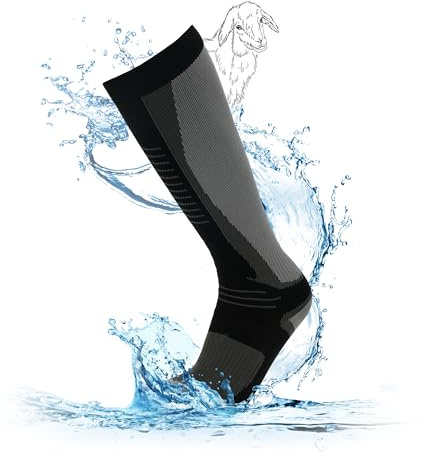 Chaussettes Imperméables Hommes Femmes - 100% Étanches & Respirantes 3 Couches - Randonnée, Vélo, Ski, Chasse - Chaudes Sans Coutures Haute Genou