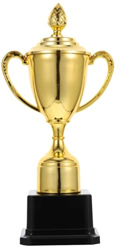 Neroyaner Trophäenbecher, goldene kleine Golf-Trophäenauszeichnungen mit Deckel, 8,9 Zoll, goldene Trophäenspielzeuge aus Kunststoff für Kinder, Partygeschenke, Requisiten, Belohnungen, Gewinnpreise