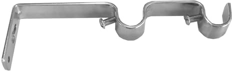 BASIT Wandträger für Ø16mm Gardinenstange 2-läufig Edelstahl Look H23 | Metall Gardinenhalterungen f. Vorhangstange Wandhalterung zweiläufig zur Wandmontage I Gardinenstangenset zum zusammenstellen