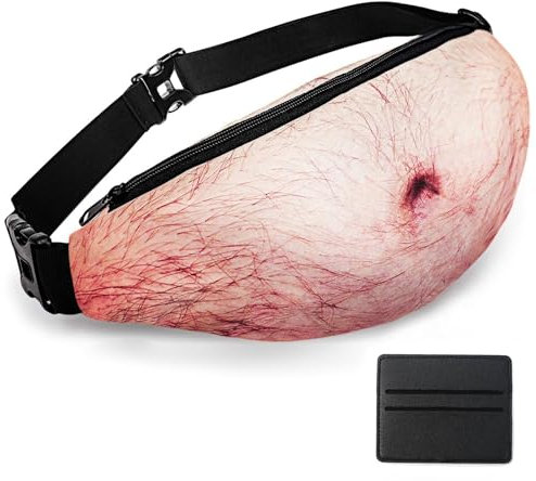 AYNKH Lustige Hüfttasche für Männer, Ehemann, Vater, Freunde, mit Kartenhalter, originelles Geschenk, realistischer Bierbauch, dreidimensionale Form, für Weihnachten, Halloween, Geburtstag, Jahrestag,