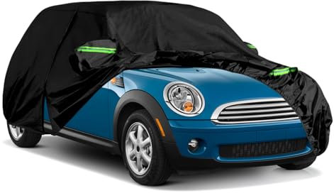 Car Cover Suitable for Mini Cooper 3 Doors 2000-2024, Waterproof Full Garage Car Cover with Cotton Lined and Zipper Door for Snow, Rain, All Weather Protection