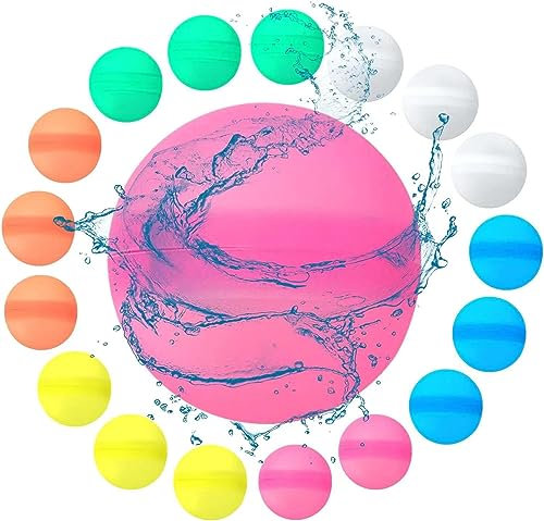 Wiederverwendbare Wasserbomben,18 PCS Silikon Wasserbomben Wiederverwendbar, Wiederverwendbare Silikon-Wasserballons Selbstdichtende, Wasserbomben Schnell Befüllbar Wasserballons Splash Bälle (18)