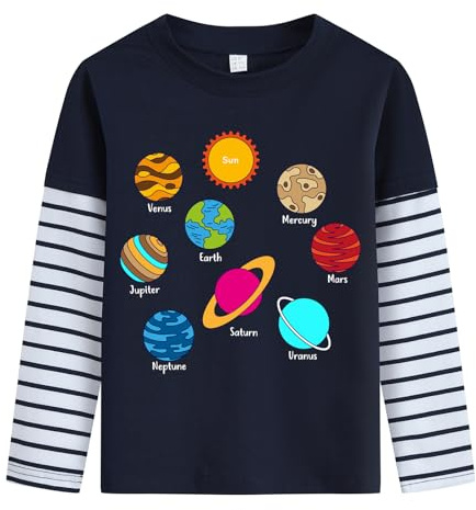 Toddler Boys Long Sleeve T-Shirt Kids Bulldozer Truck Tops Cotton Dinosaur Tee Shirts Outfits for Age 1-7 Years