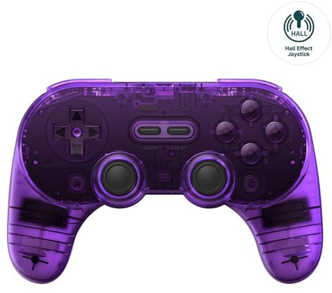 AKNES 8Bitdo Pro 2 Controller Bluetooth, Joystick a Effetto Hall, Controller Giocare Compatibile con Switch, Apple, Windows, Steam Deck, Android e Raspberry Pi (Viola)