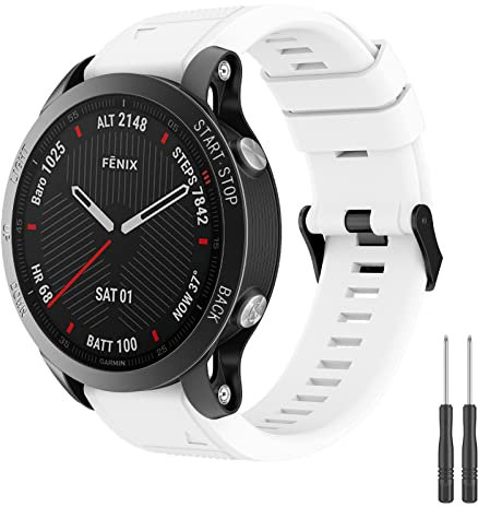 Amzpas Quickfit 22mm Armband für Garmin Fenix 5/5 Plus/6/6 Pro/7/7Pro, Quatix 5, Instinct/Instinct 2, Forerunner 935/945/955/745, Approach S60/S62 (Weiss)