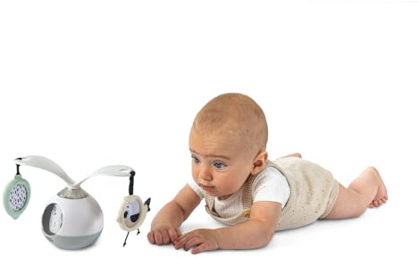 Tiny Love 2-in-1 Tummy Time Musical Mobile, Mobile musical 2-en-1 pour le temps sur le ventre, mobile rotatif à 360° avec musique et lumières, mobile de poussette portable, Black & White Décor