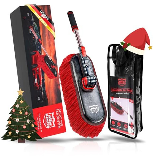 Auto Staubwedel Teleskopstiel, Auto Reinigungsset für LKW, PKW,Wohnmobil Und Motorrad,Wachs-Baumwollhaar, Zur Autoreinigung, Staub- Und Pollenentfernung, Kein Haarausfall,(Car Duster,Car Dust Brush)