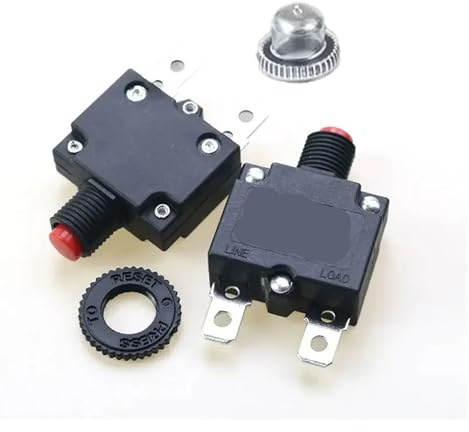 5Pcs Circuit Breaker Overload Protector Switch Fuse 3A 4A 5A 8A 10A 12A 15A 18A 20A 25A 30A Resettable 220V with Waterproof Cap(6A)