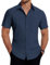 COOFANDY Mens Short Sleeved Shirts Summer Casual Shirt Plain Formal Shirts for Men Adult Regular Fit Stretch Shirt Navy XXL