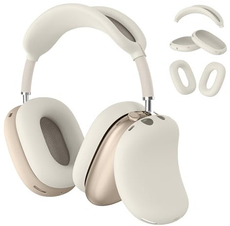 7-in-1 Silicone Case for AirPods Max Headphones, Sweat-Proof Ear Pad Ear Cups Cover, Headband Protector, Soft Shell Protectors for Apple AirPods Max (Starlight)
