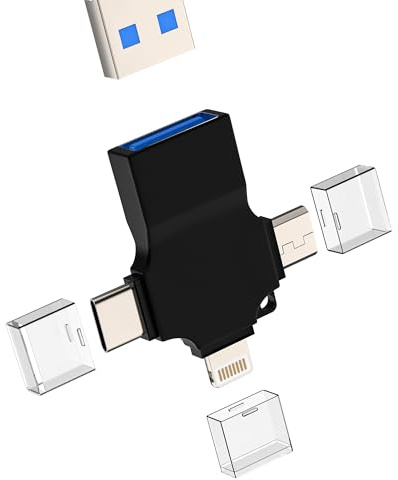Adaptador USB C Lightning Micro USB a OTG 3.0 Tipo C Cable Conector para iPhone 16 15 14 para iPad MacBook para Apple Teclado Ratón Lector Tarjetas USB-A Datos Android Compatible con Samsung